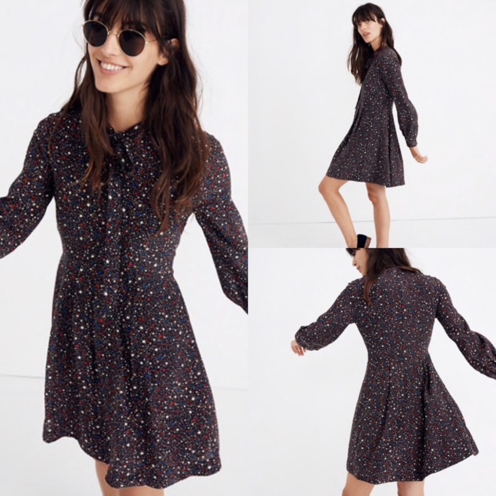 Madewell Balsam Tie neck silk dress size 0